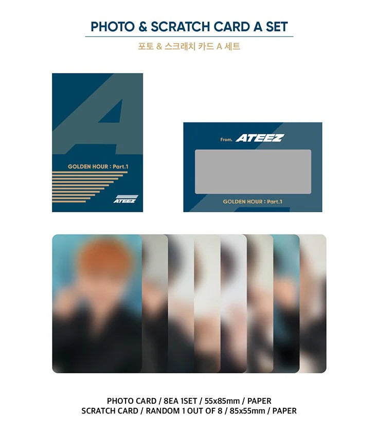 ATEEZ - 10th Mini Album [GOLDEN HOUR PART 1] - PHOTO & SCRATCH CARD SET